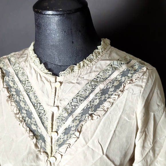 Cottagecore Ruffled Lace Button up Top - Picture 2 of 5